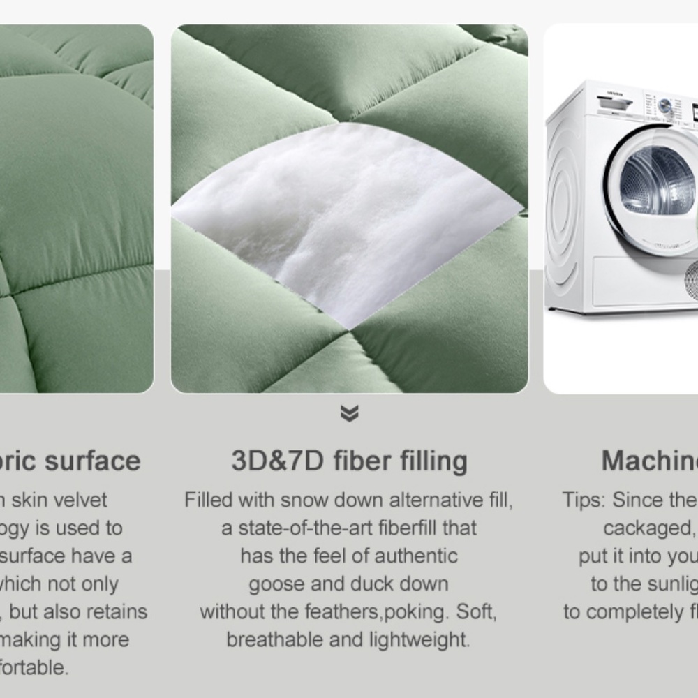 HYLEORY Sage Green All Season Twin Size Bed Comforter - Cooling Down - Picture 3 of 10